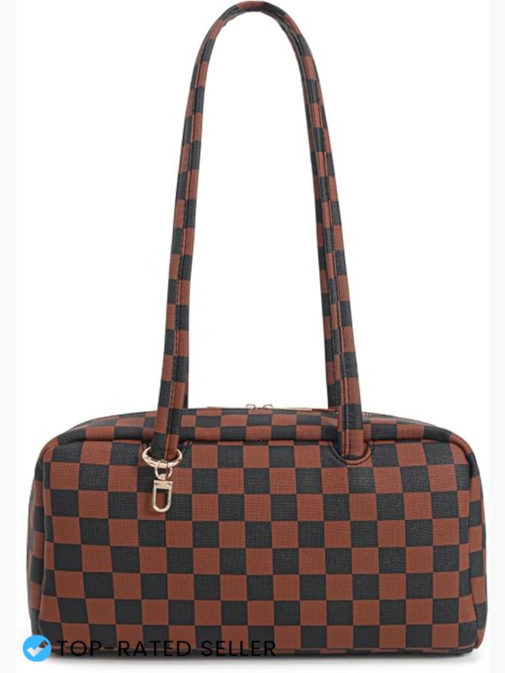 Bowler Handbag East West Slouchy Vegan Leather Shoulder Tote Purse Charm Loops